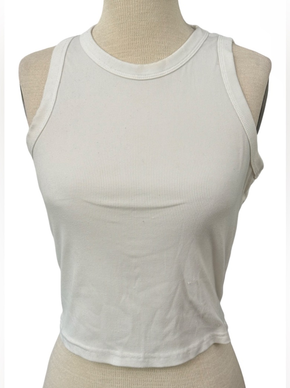 SHEIN White Ribbed Racerback Tank Top Sleeveless Fitted Size XL